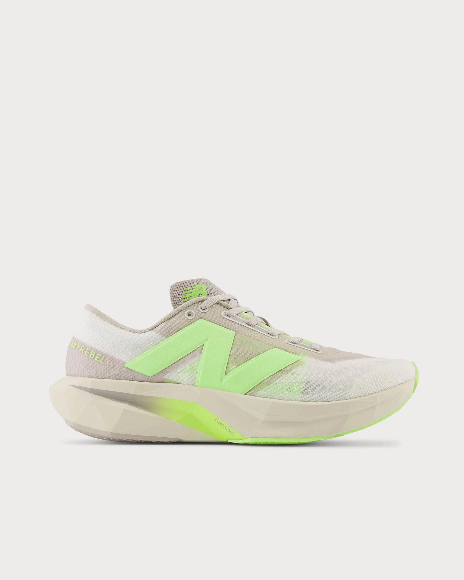 New Balance Supercomp FuelCell Rebel v4 Moonrock / Bleached Lime Glo / Sea Salt Running Shoes