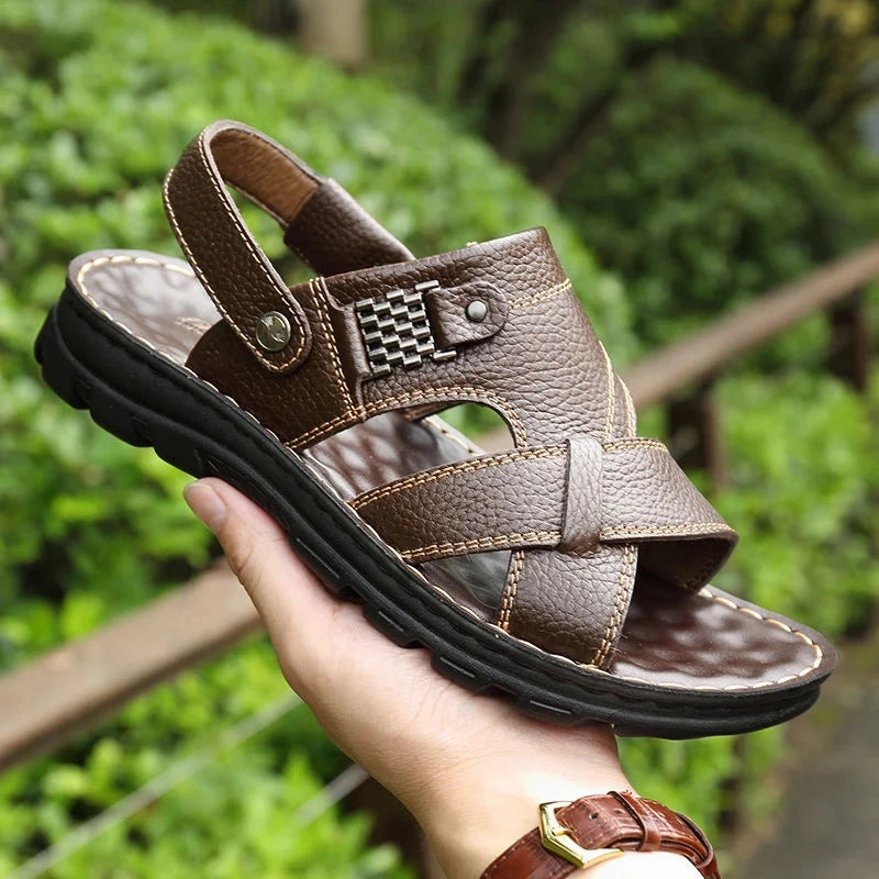 Men's Summer New Non-slip Genuine Leather Sandals 90s Jelly Sandals