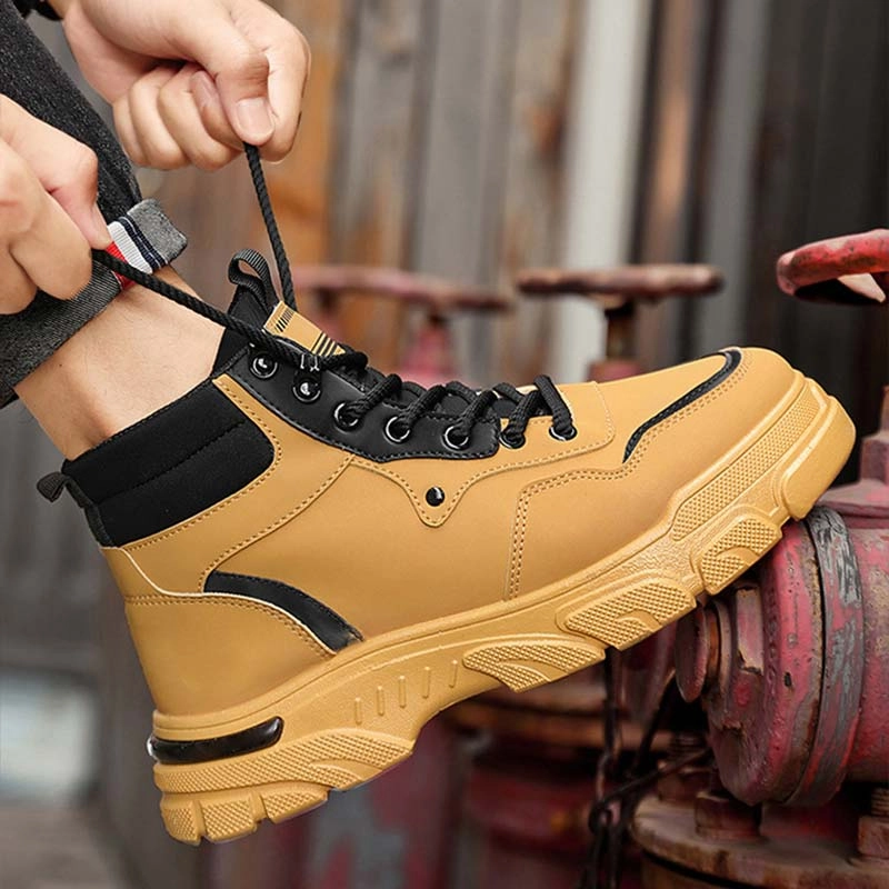 Mens Trendy Breathable Non-Slip Faux Leather Boots Casual Shoes And Boots