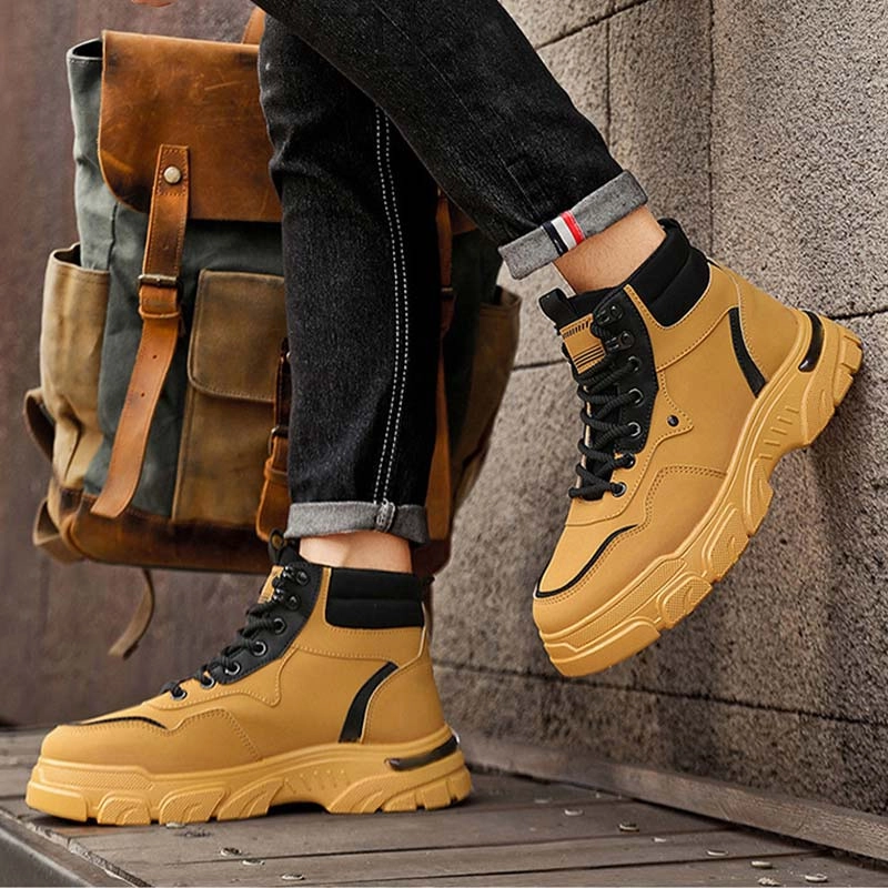Mens Trendy Breathable Non-Slip Faux Leather Boots Dr Martens 8053 Leather Platform Casual Shoes
