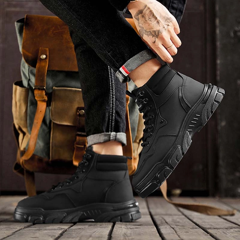 Casual H&m Shoes Mens Trendy Breathable Non-Slip Faux Leather Boots