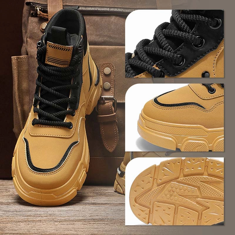 Mens Trendy Breathable Non-Slip Faux Leather Boots Shoes For Casual