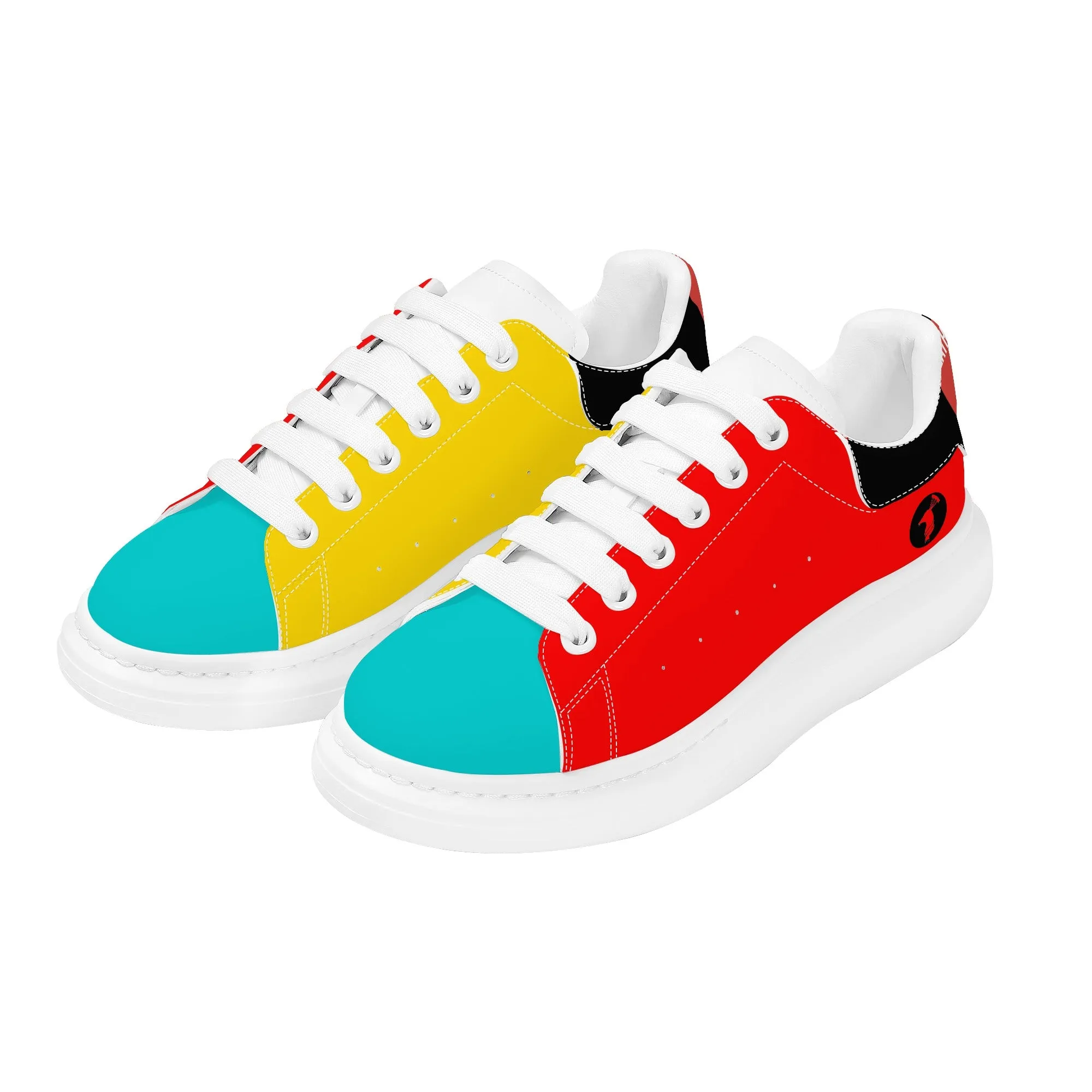 Womens Multi Color FCS Low Top Chunky Trendy High Top Sneakers