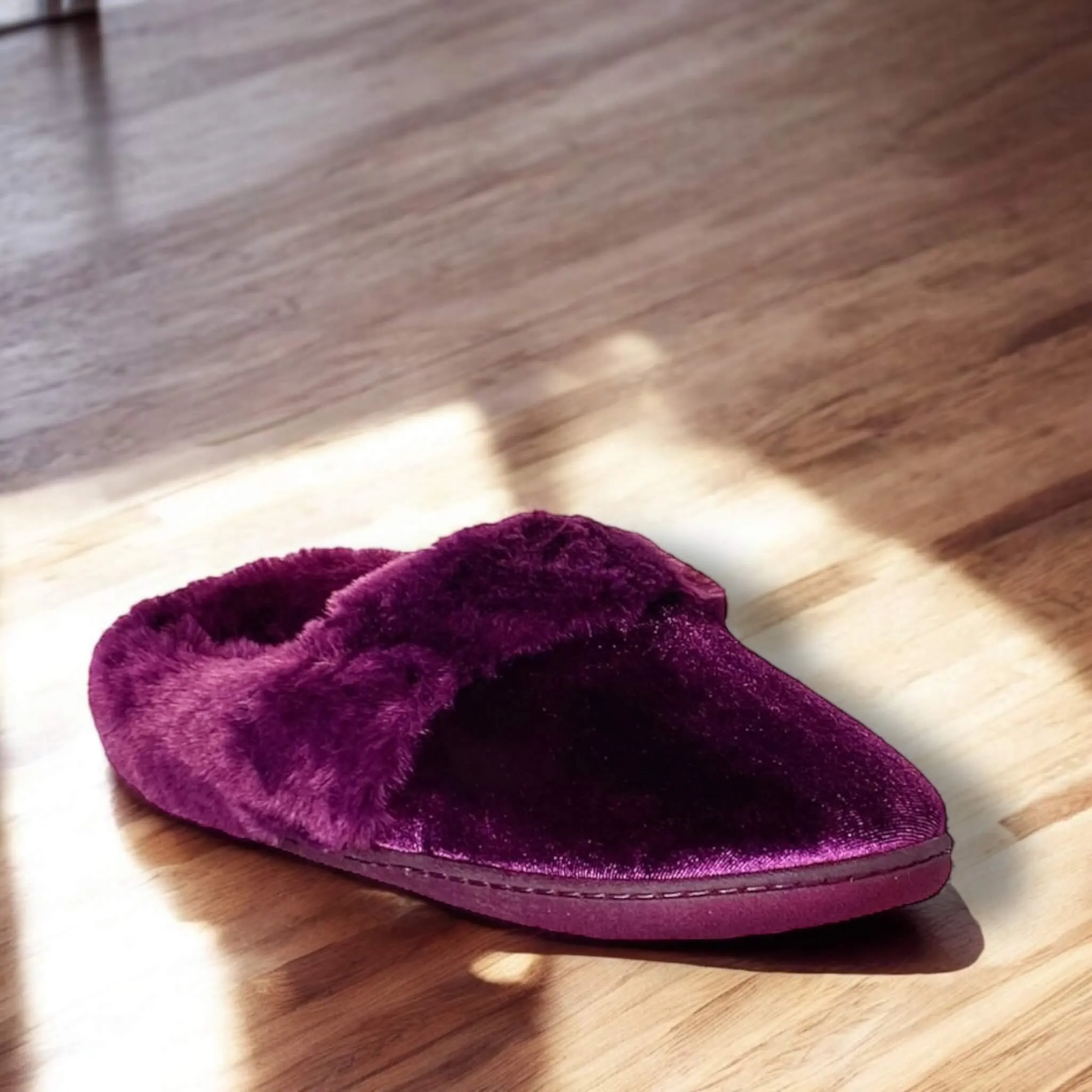 Burgundy Cozy Slip On Slippers Pjs With Slippers