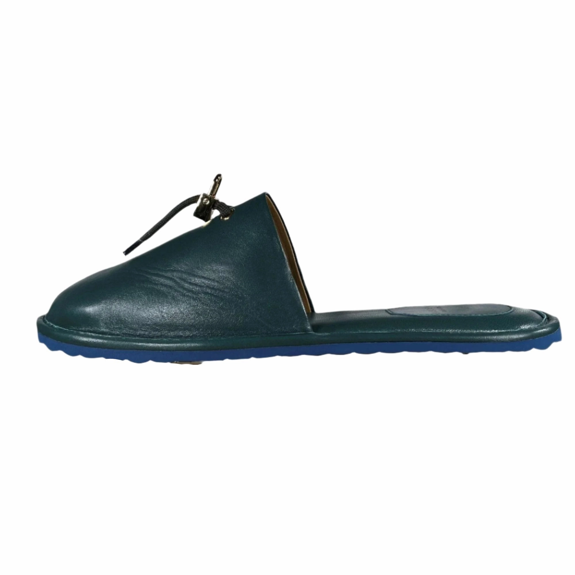 Pedicure Slippers Buscemi Greenwich Petrol Leather Slippers