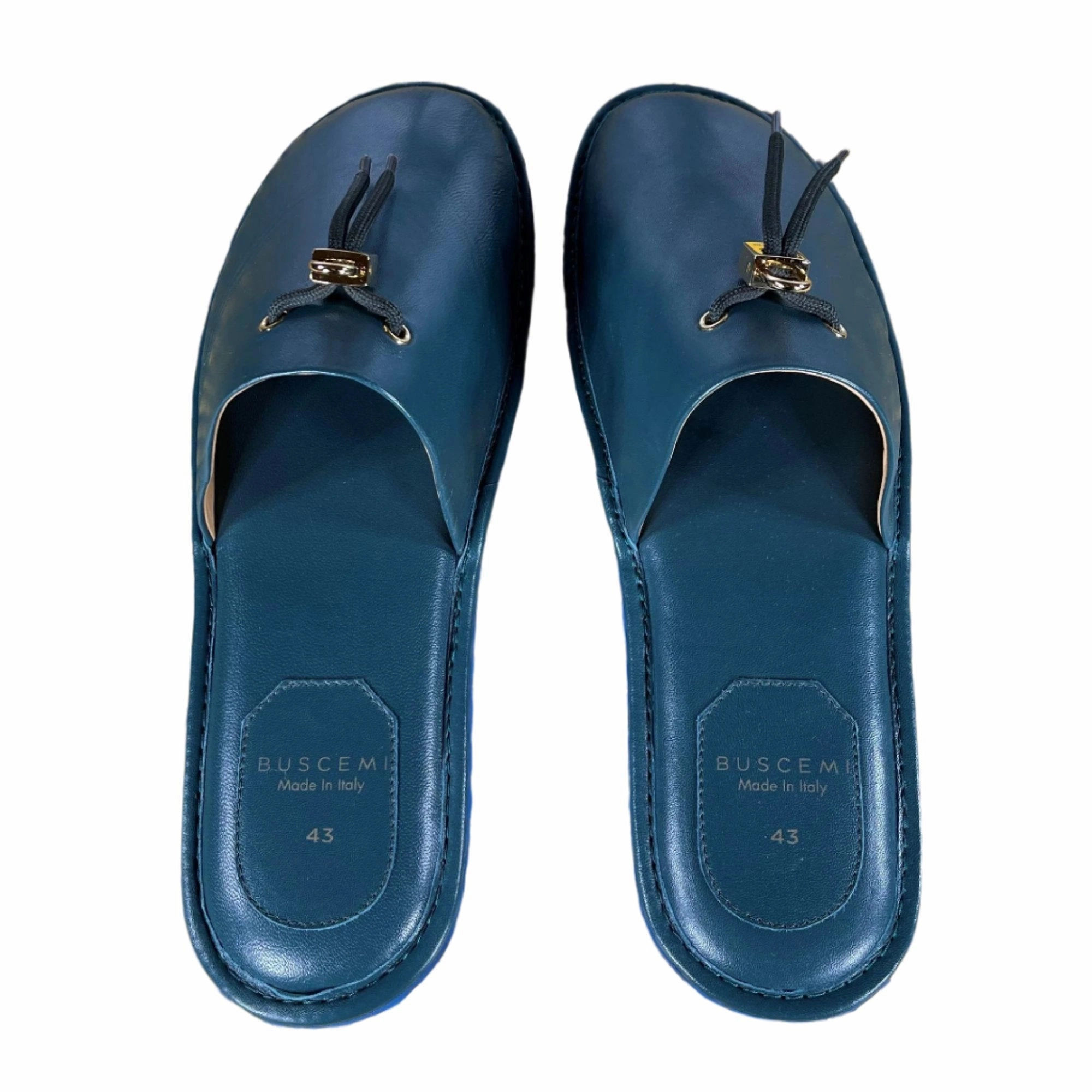 Chunky Platform Slippers Buscemi Greenwich Petrol Leather Slippers