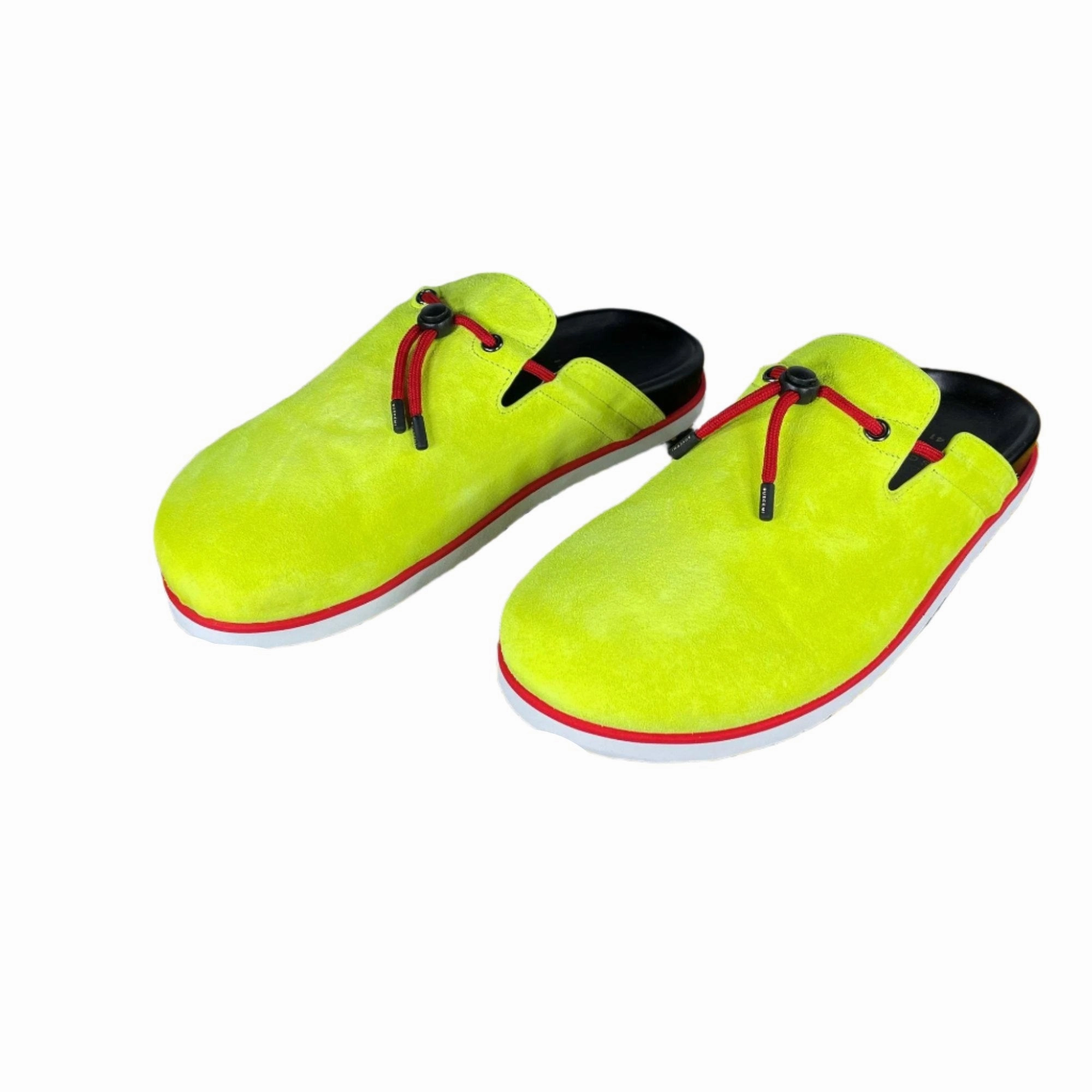 Elkhide Slippers Buscemi Pietro Neon Yellow Suede Slippers