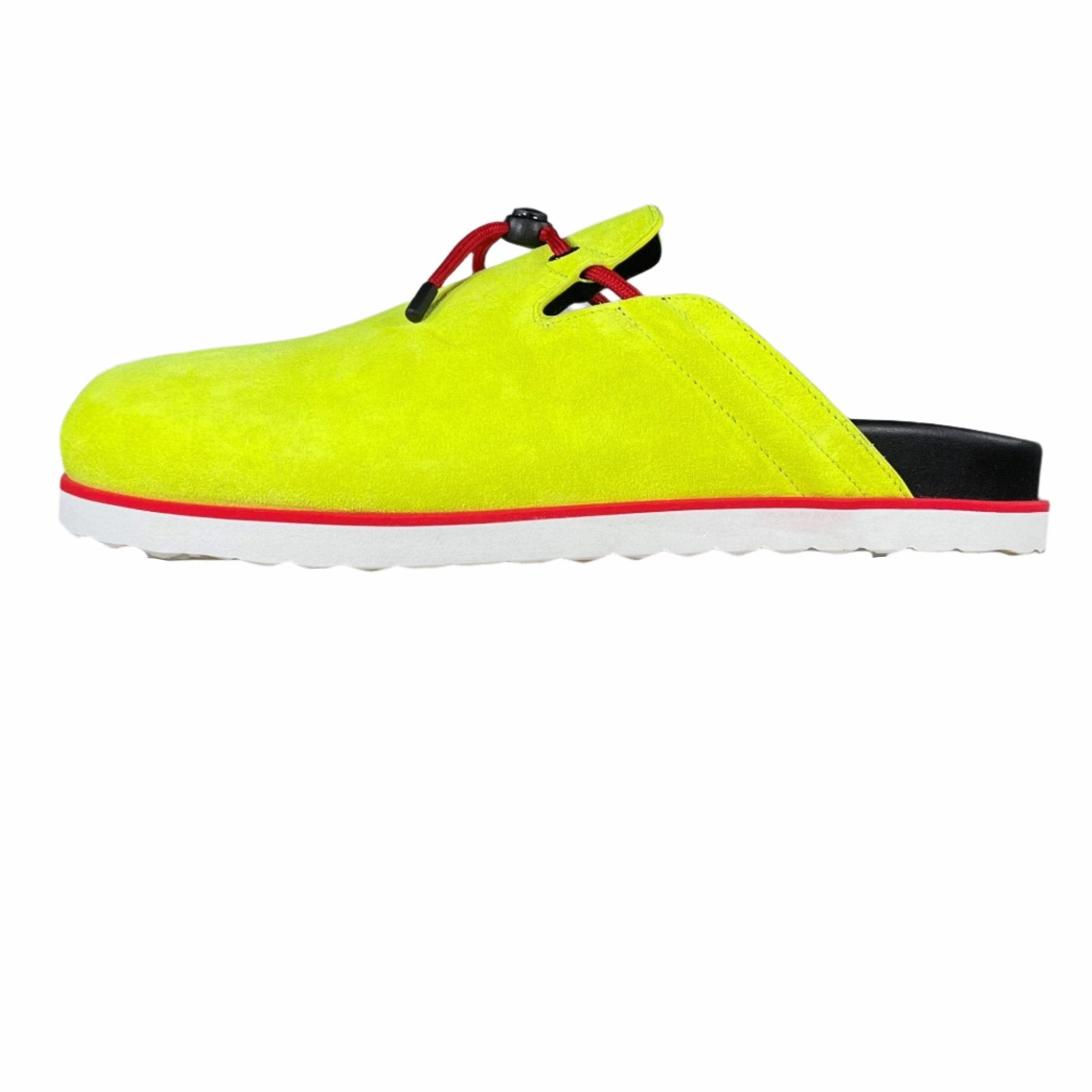 Buscemi Pietro Neon Yellow Suede Slippers Tongue Slippers