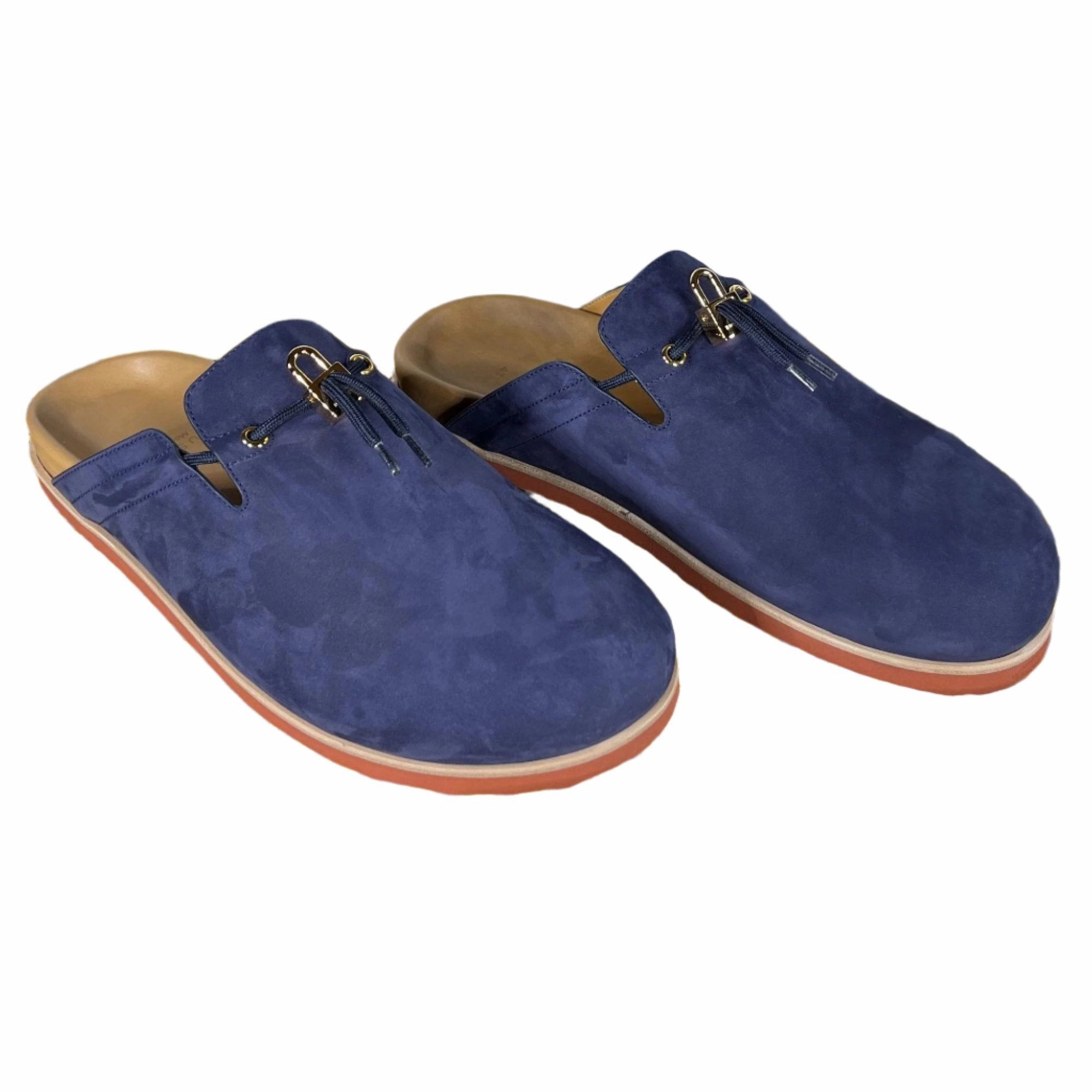 Real Glass Slippers To Wear Buscemi Pietro Nubuk Navy Leather Slippers