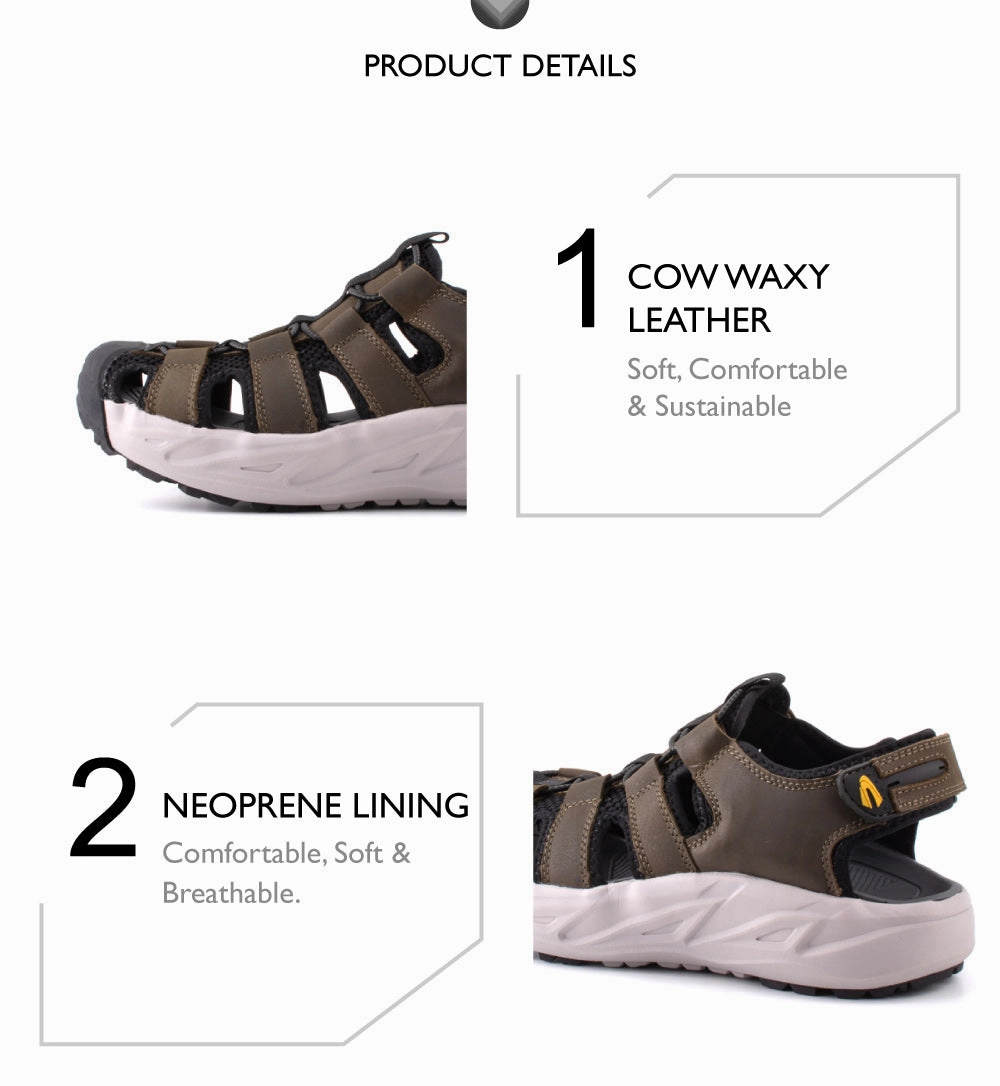 camel active Adjustable Leather Strap Sandals Men Olive VALERIO 892403-XC1SV-7 OLIVE Sandals Keen