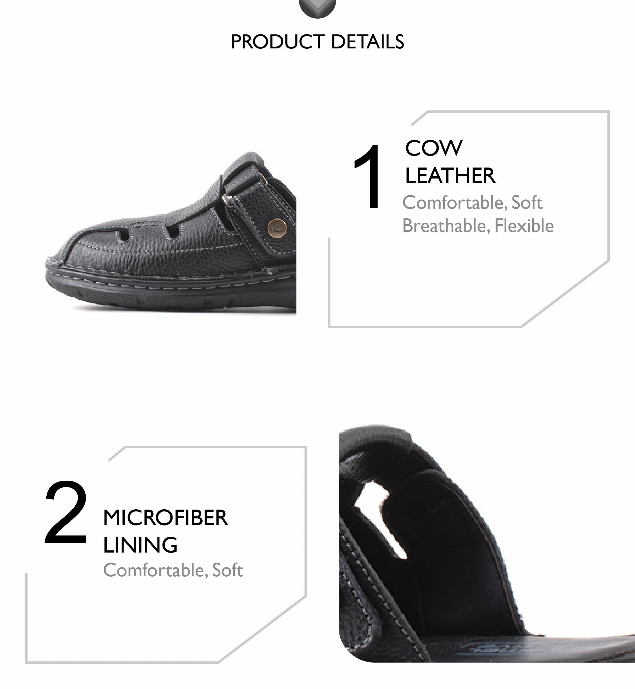 Sandals Sparkle camel active Leather Covered Toe Slip On Sandals Men Black KINGLEY-892411-FF3SV-1