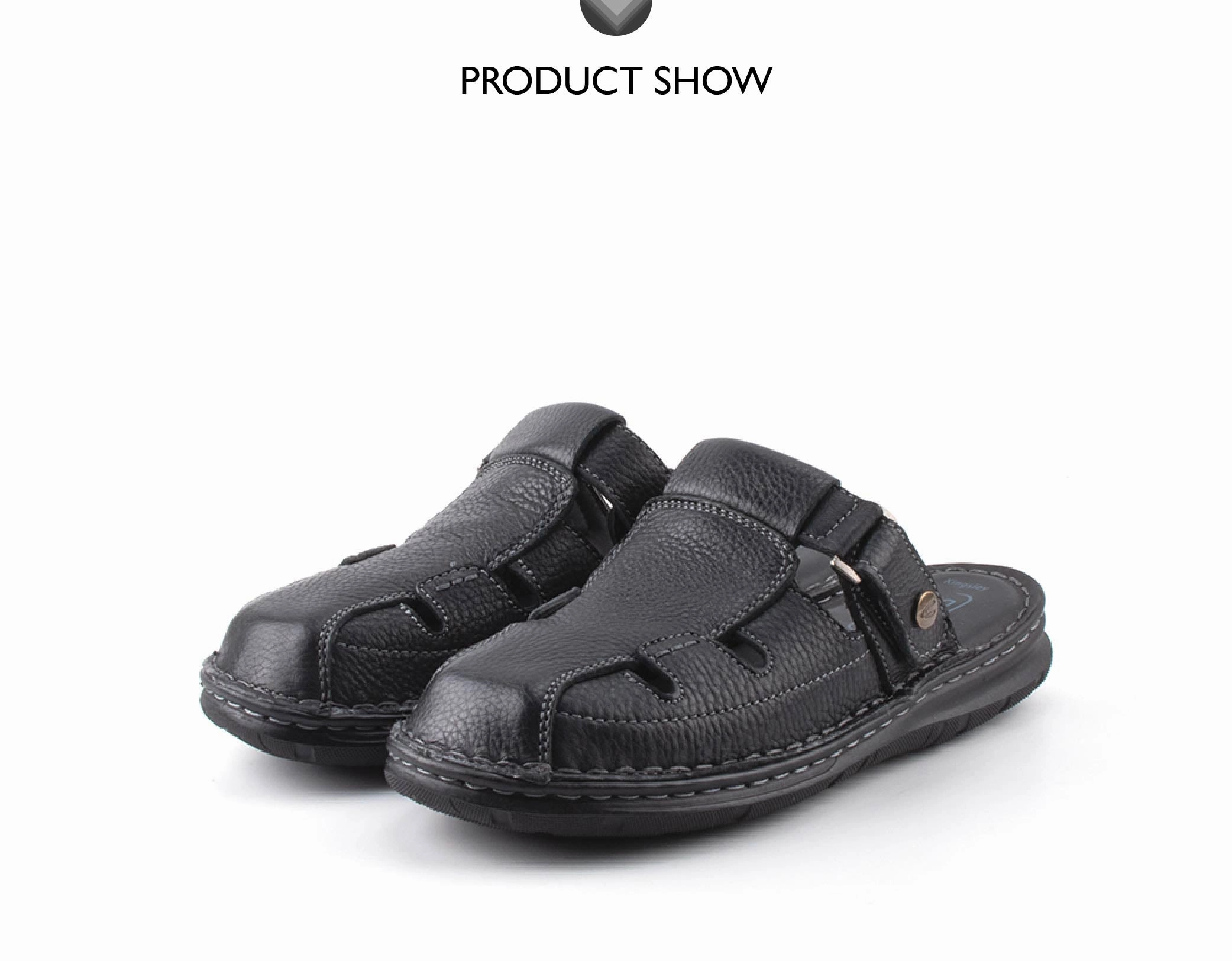 Costco Sandals camel active Leather Covered Toe Slip On Sandals Men Black KINGLEY-892411-FF3SV-1