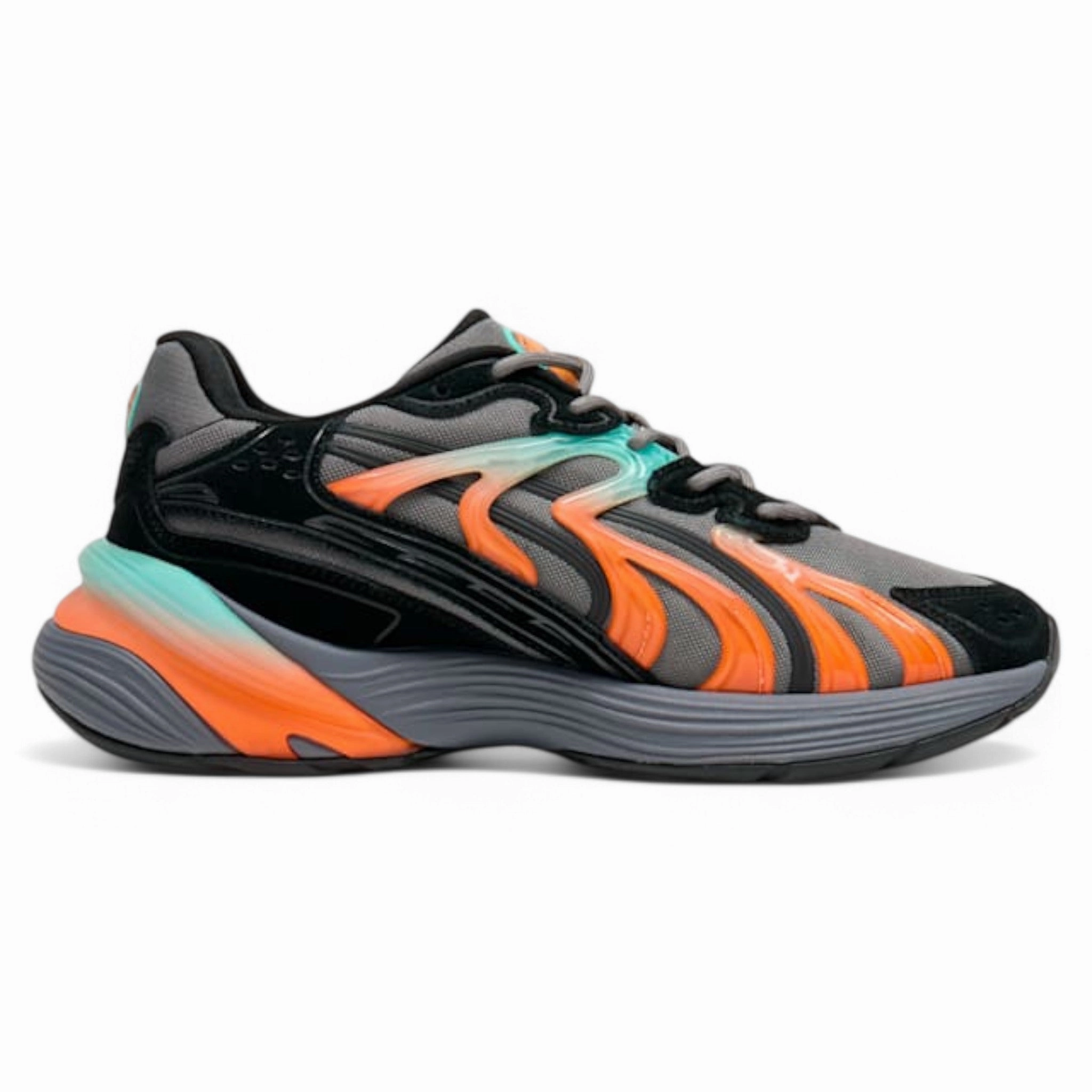Puma Inverse Fission Black With Teal And Orange Asics Shoes Runners