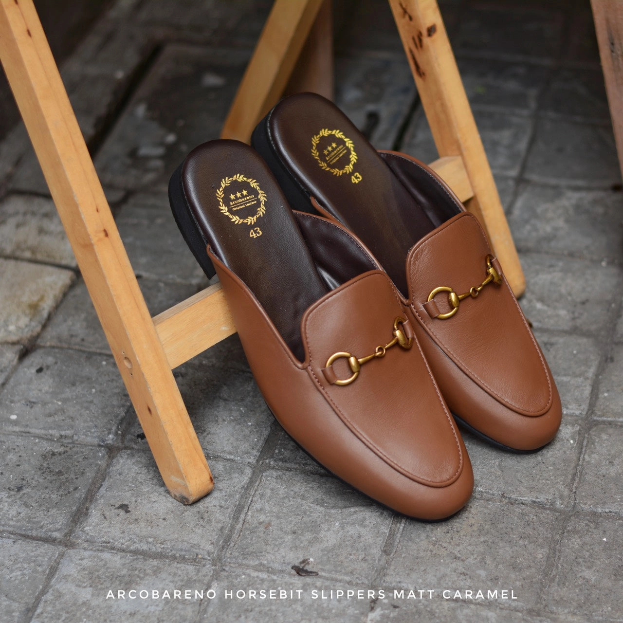 701 Slipper Horsebit Matt Caramel Greek Slippers