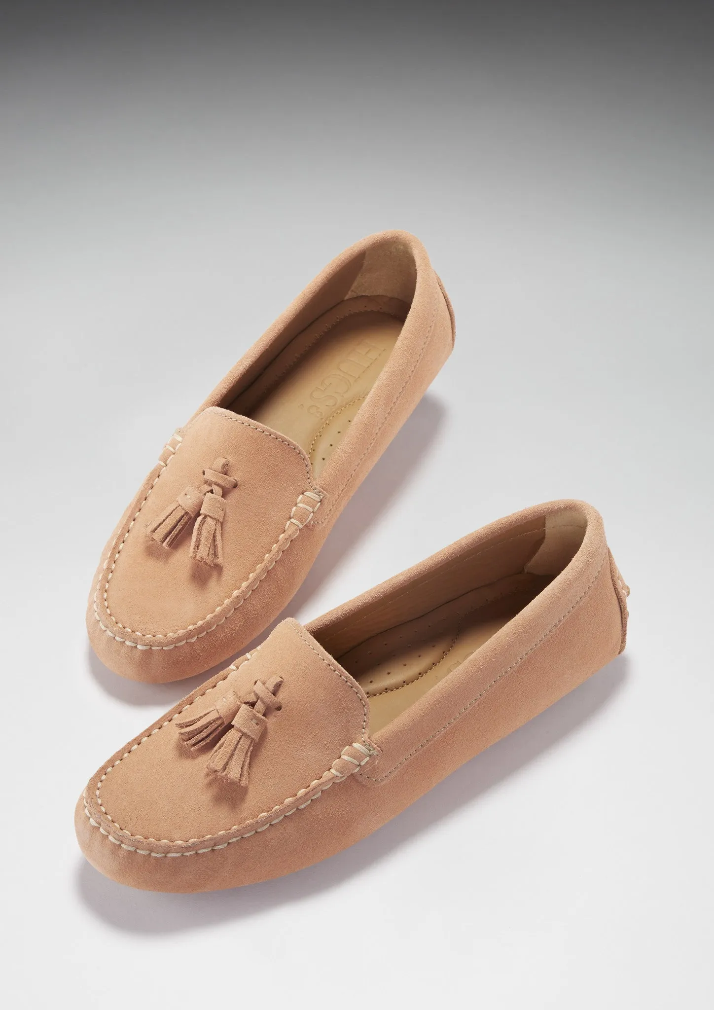 Carrera Loafers Women's Tasselled Driving Loafers, peach suede