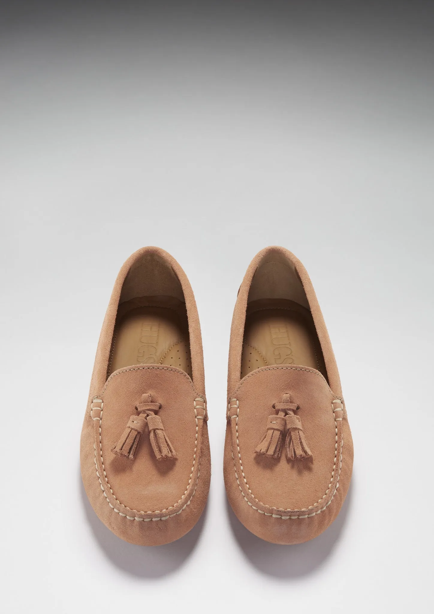 Slide Loafers Women's Tasselled Driving Loafers, peach suede