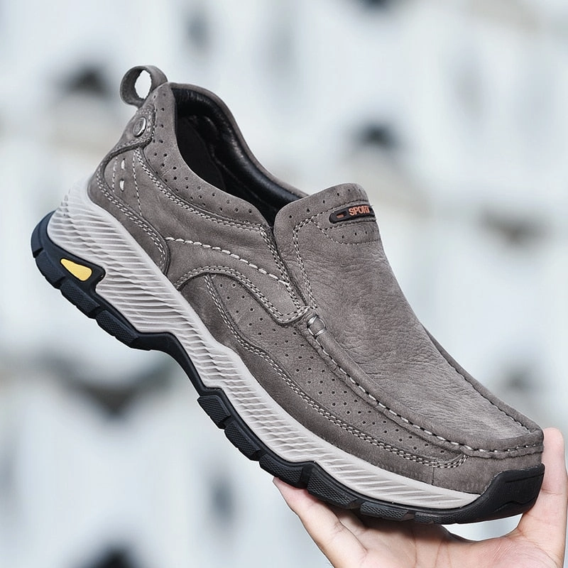 Yeknu Men Loafers fashion Slip On Boat Shoes genuine Leather Loafers Walking Casual Shoe for Work Office Male Outdoor Shoes men Loafers Heels