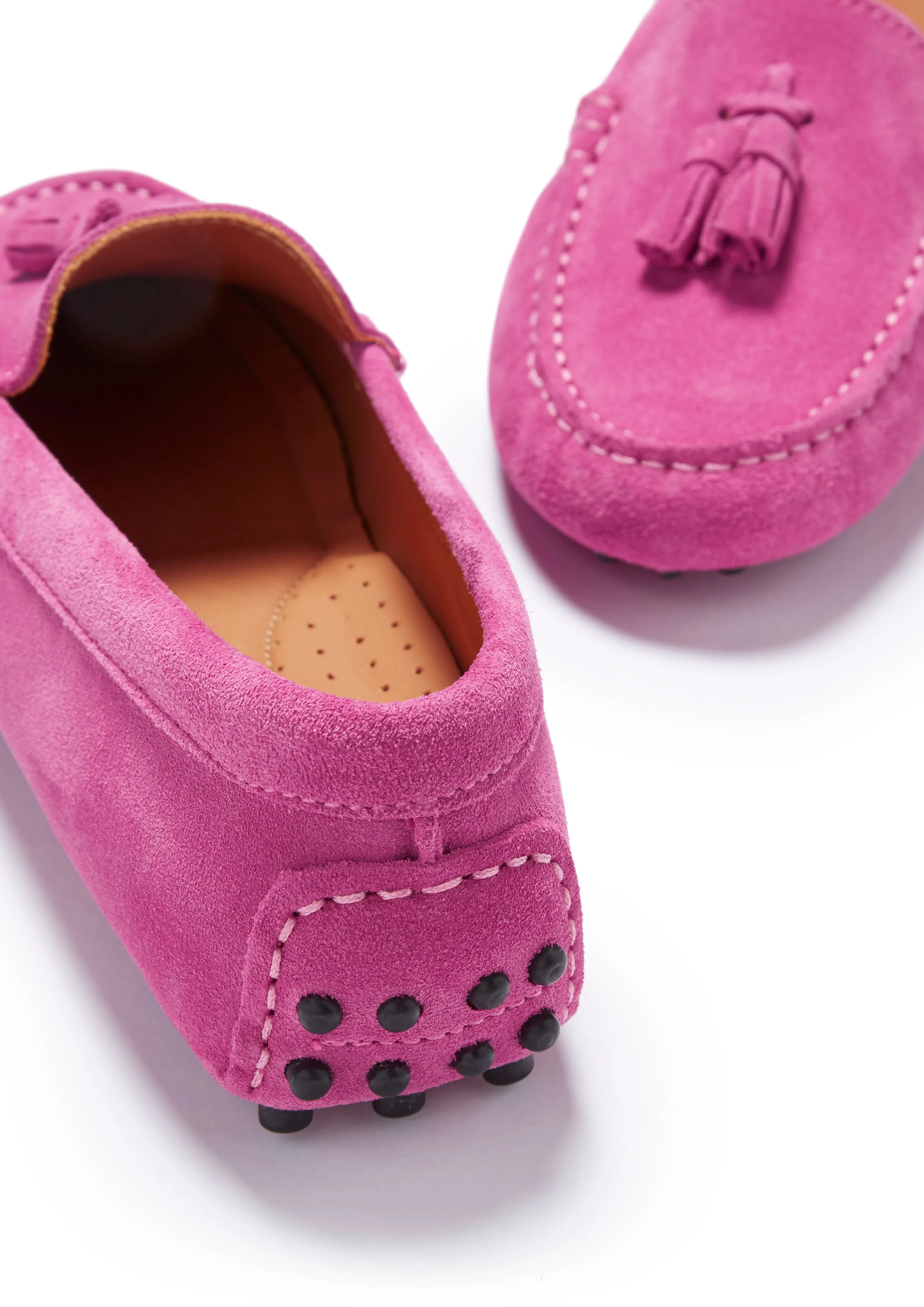 Suede Penny Loafers Women's Tasselled Driving Loafers, pink suede