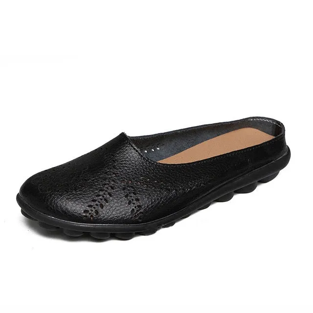 2019 Spring Summer Women Shoes Size 43 Women Flats With Genuine Leather Chaussures Femme Slip On Women Loafers Flat Shoes Woman T Bar Loafers