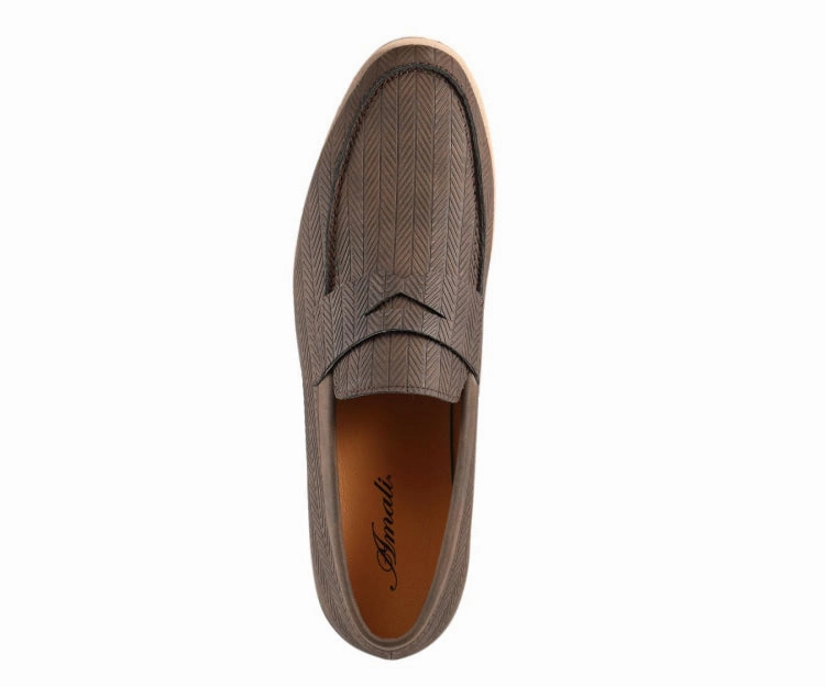 Nautica Loafers Amali Elias Herringbone Loafers For Men Brown Fabric