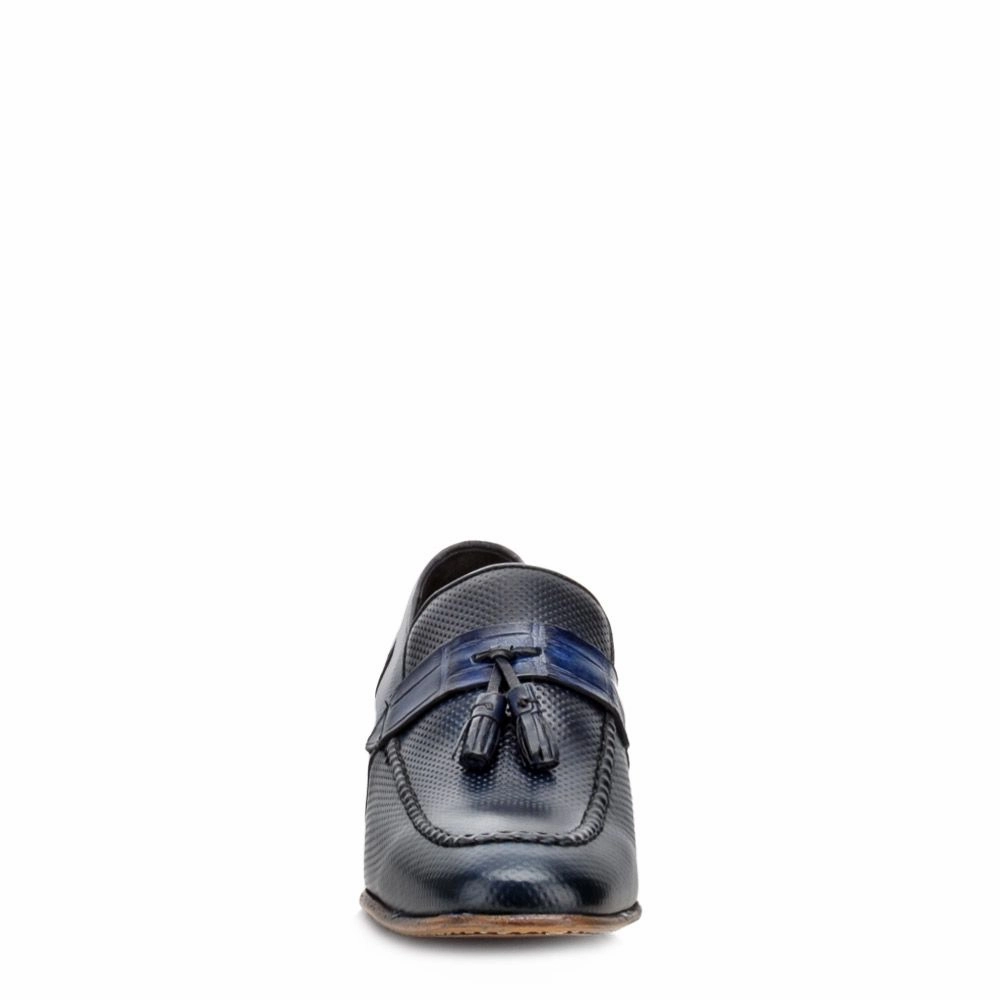 Suede Loafers Tassel 1X4TVLP - Cuadra blue casual fashion leather tassel loafer shoes for men