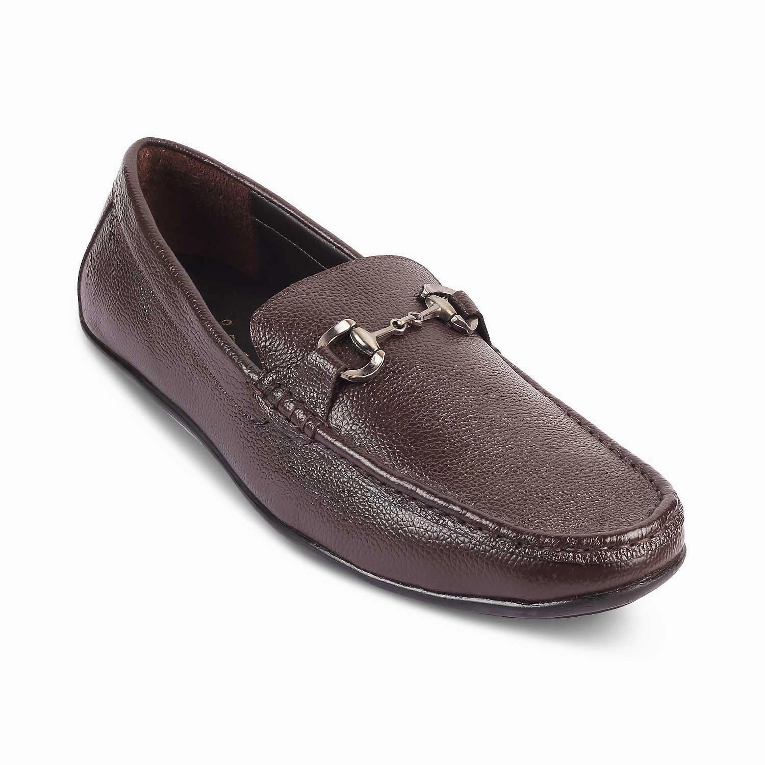 The Rosee Brown Men's Leather Driving Loafers Tresmode Nomasei Loafers