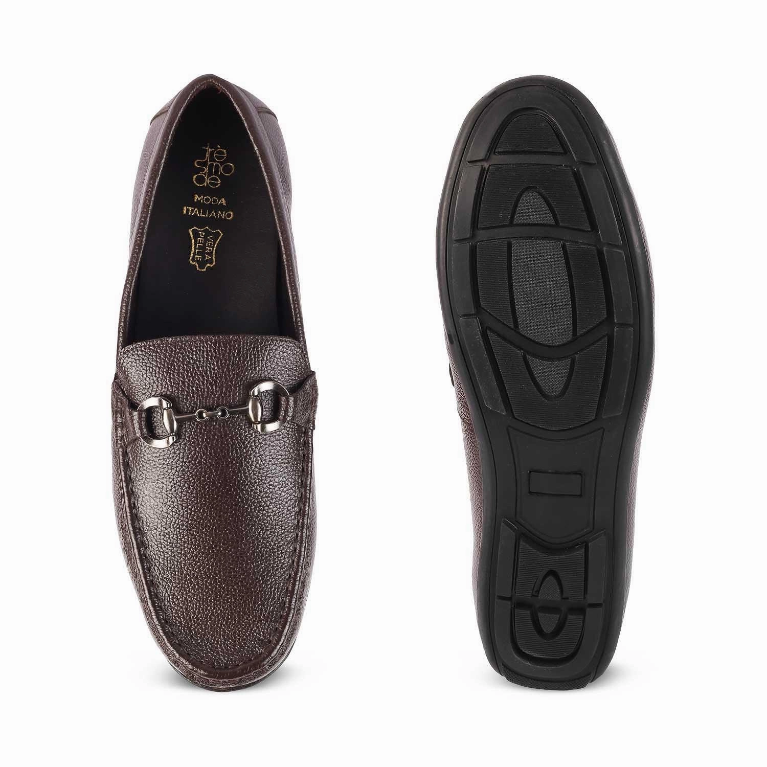 The Rosee Brown Men's Leather Driving Loafers Tresmode 90s Loafers