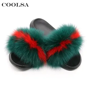 Plants For Sale Coolsa Summer Women Fox Fur Slippers Real Fox hair Slides Female Furry Indoor Flip Flops Casual Beach Sandals Fluffy Plush Shoes