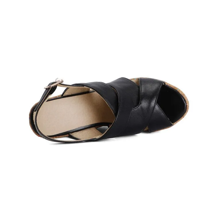 Ballet Slippers As Shoes Women's Buckle Platform Wedges Sandals