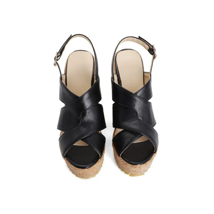 Women's Buckle Platform Wedges Sandals Tennis Shoe Slippers