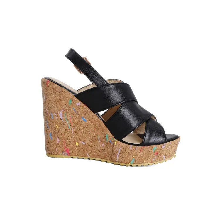 Orthotics Slippers Women's Buckle Platform Wedges Sandals