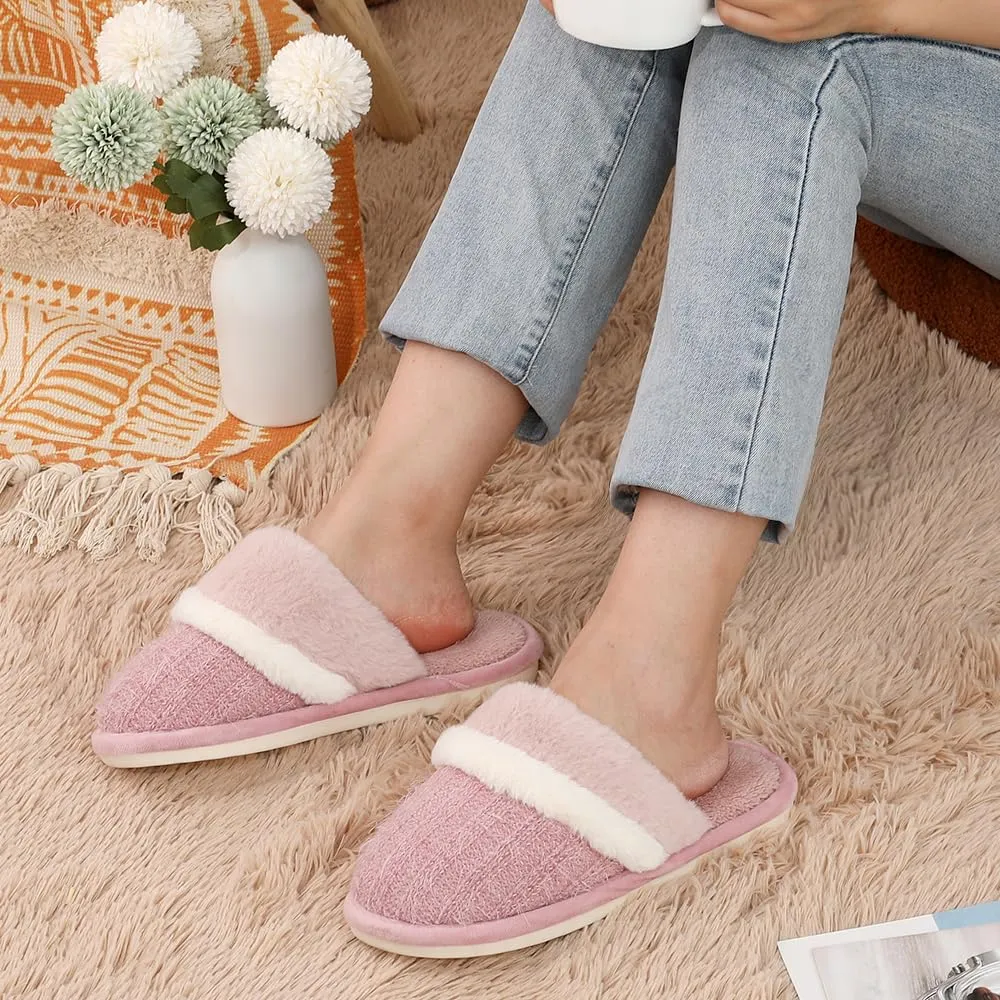 MEROKEETY Cozy Slippers for Women Indoor and Outdoor Fuzzy House Shoes Bear Paws Slippers