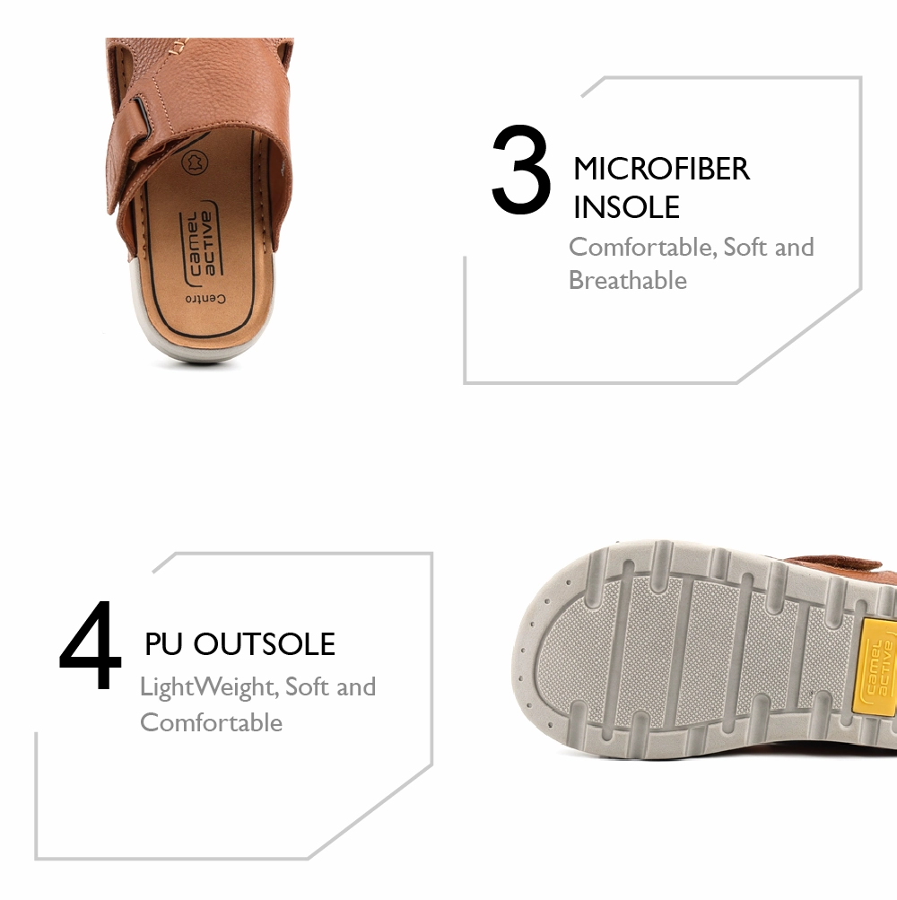 Arch Support Sandals camel active Slip On Sandals Men CENTRO-892402-ES1SV-8-Tan