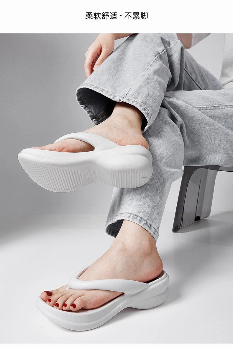 Wedge Heel Thick-bottomed Flip-flops Floatie Flip Flops
