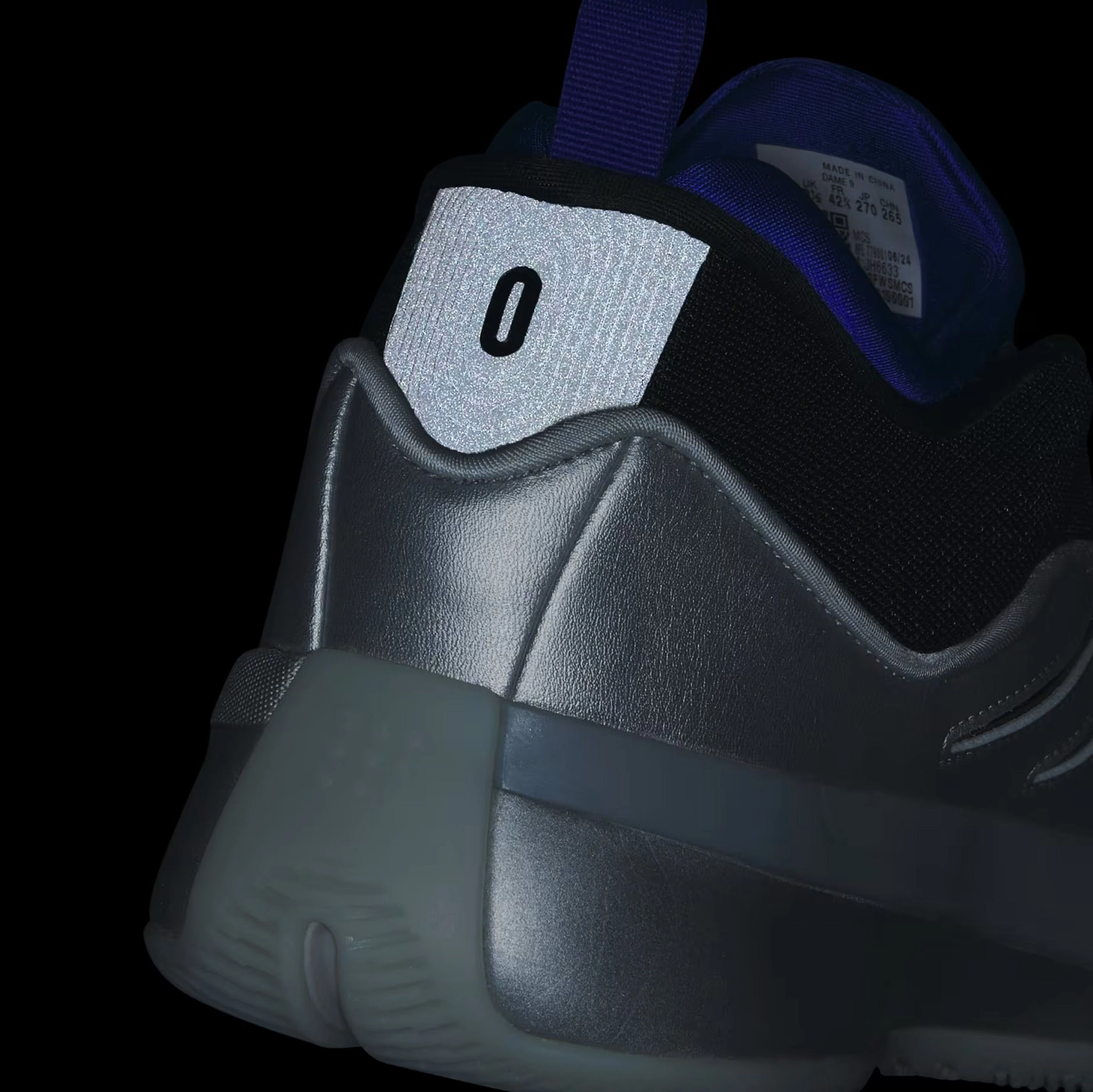 Adidas Baseball Shoes Turf Dame 9 Mens Basketball Shoes (Silver Metallic/Core Black/Lucid Blue)