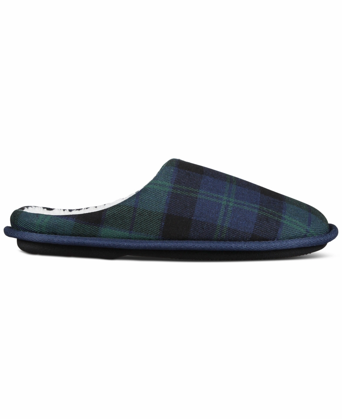 Booties Slippers Club Room Men's Jake Plaid Slip On Slippers Blue Green Small  6 to 7