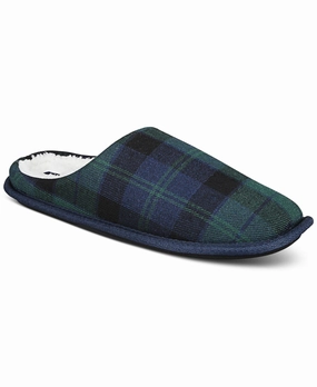 Dream Slippers Club Room Men's Jake Plaid Slip On Slippers Blue Green Small  6 to 7