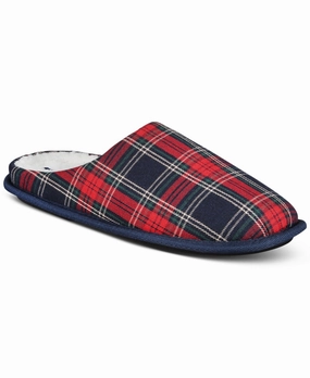 Mop Slitters Club Room Mens Jake Plaid Slippers Red Blue Small 6 to 7