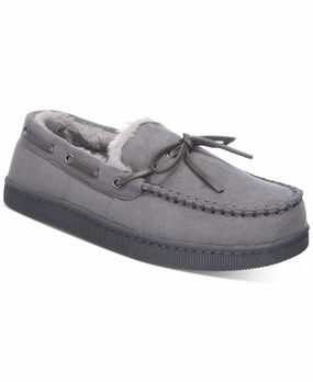 Joomra Pillow Slippers Club Room Mens Moccasin Slippers Grey Size Medium 8 to 9