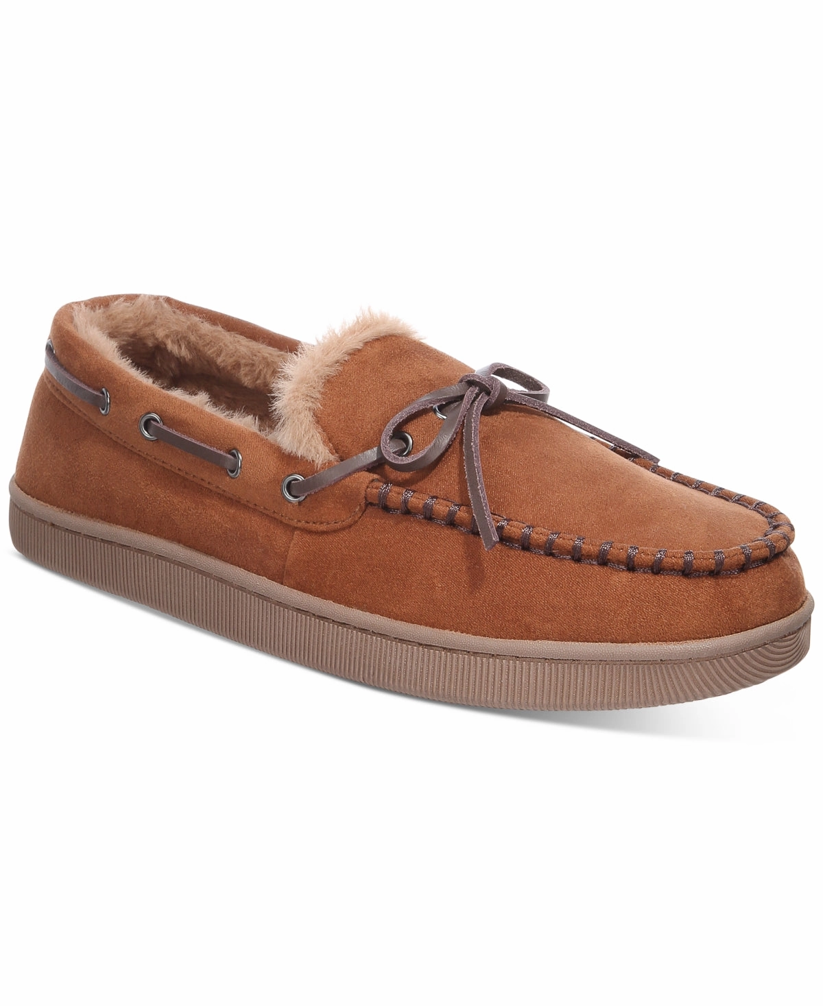 Wide Slippers Club Room Mens Moccasin Slippers Tan Medium 8 to 9