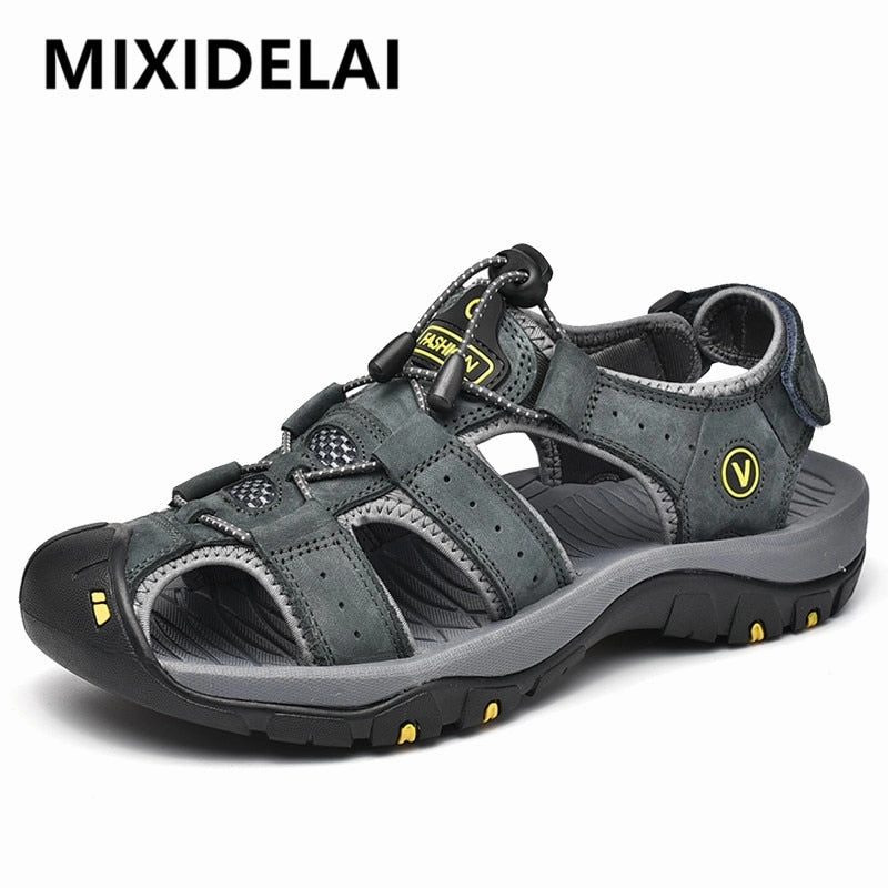 Sandals Wide Sizes MIXIDELAI Genuine Leather Men Shoes Summer New Large Size Men's Sandals Men Sandals Fashion Sandals Slippers Big Size 38-47
