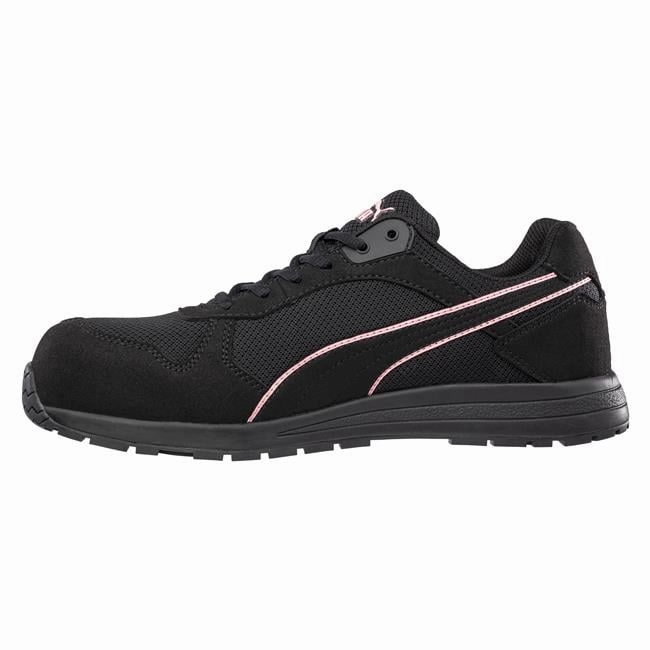 Puma Women's 643125  Frontside Black Pink Low Composite Safety Toe Metal Free Work Shoes Asics Shoe Type Chart