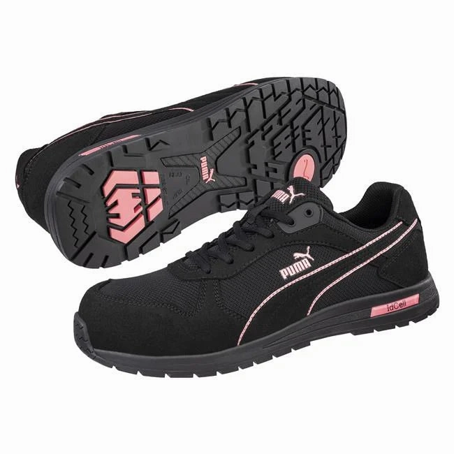 Puma Women's 643125  Frontside Black Pink Low Composite Safety Toe Metal Free Work Shoes Buy Asics Squash Shoes