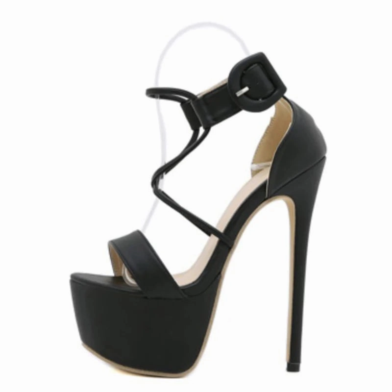 Sexy High Heel Open Toe Solid Ankle Buckle Strap Platform Sandal Comfortable Sandals For Walking
