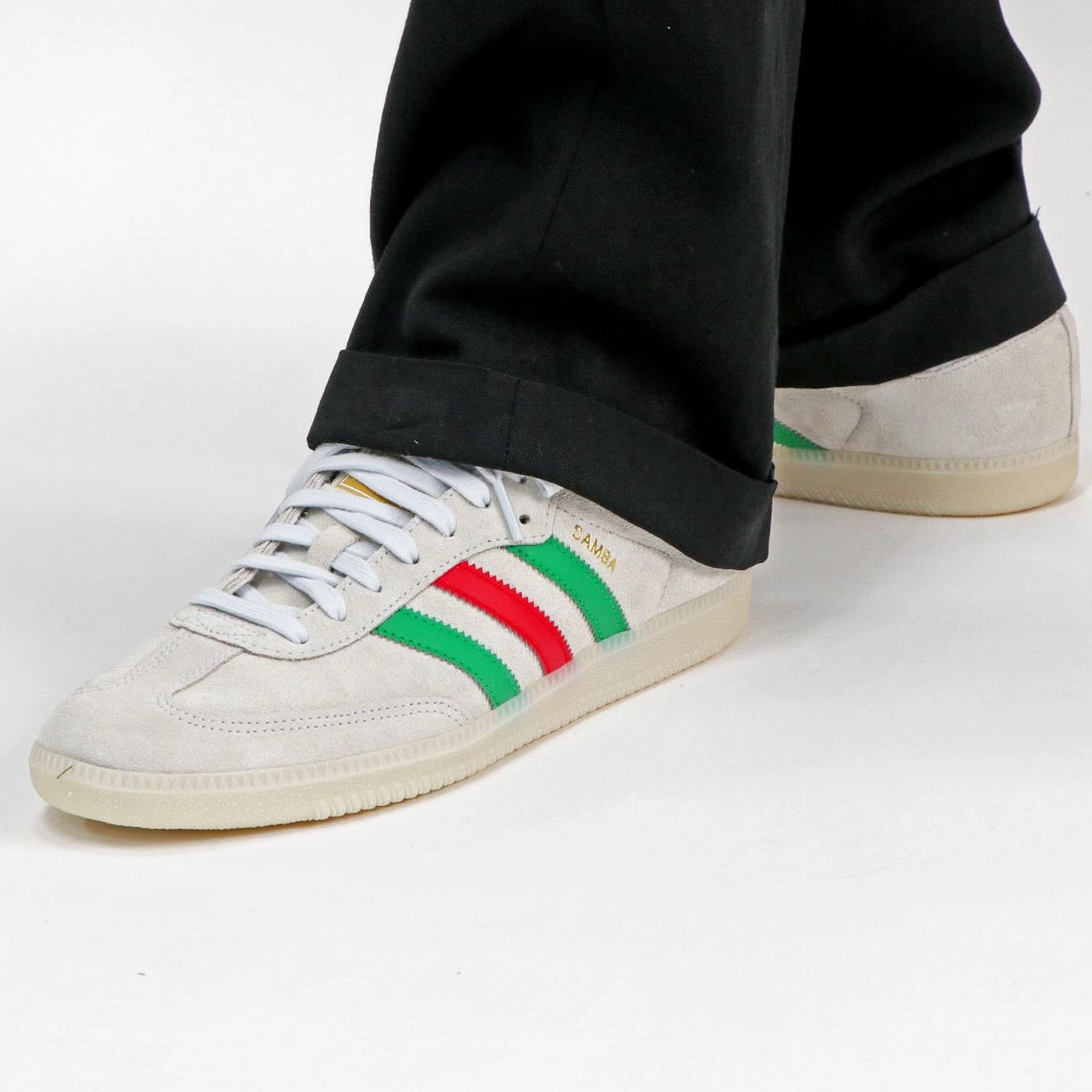 Adidas Men's Samba OG Shoes - Crystal White / Green / Better Scarlet Adidas Lite Racer Adapt 5.0 Running Shoe