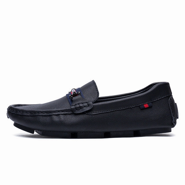 ALCUBIEREE High Quality Genuine Leather Men Loafers Men's Slip On 3 Black Styles Driving Shoes Men Moccasin Gommino Boat Shoes Natural Soul Loafers