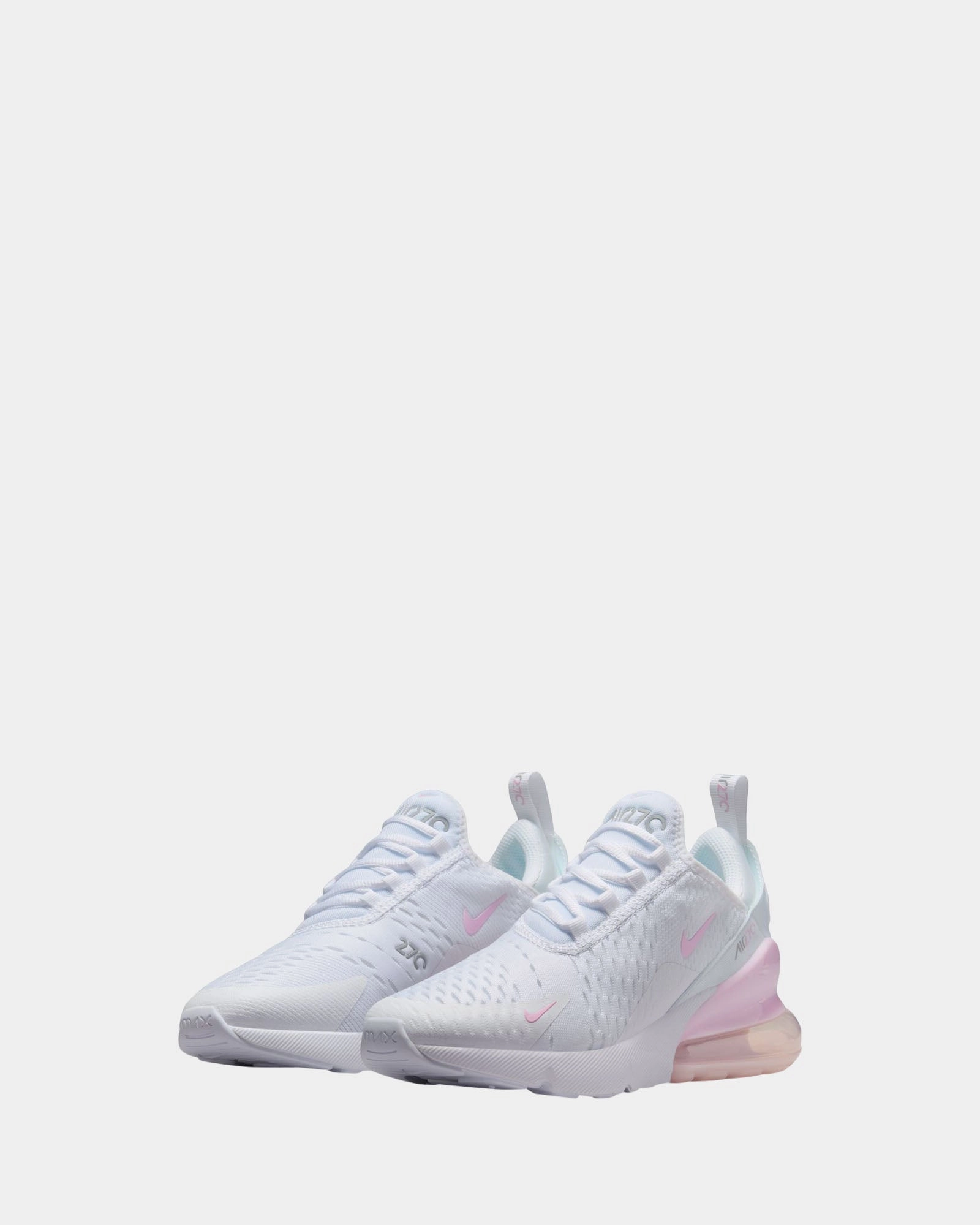 Asics Tiger Shoes Air Max 270 Grade School White/Pink Foam/Smoke Grey