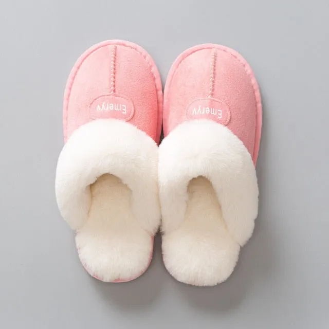 Cushioned House Slippers Women House Slippers Plush Winter Warm Shoes Woman Comfort Coral Fleece Memory Foam Slippers House Shoes for Indoor Outdoor Use