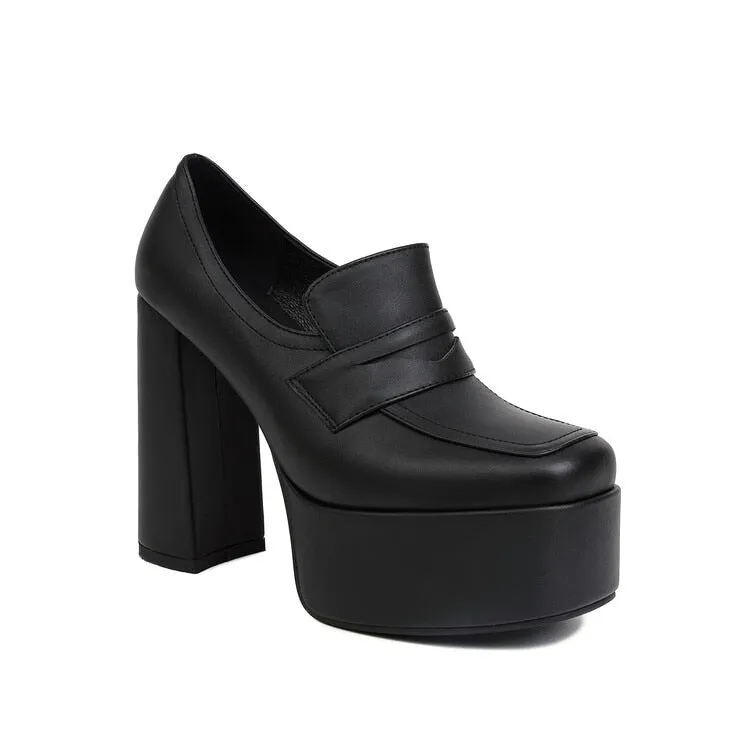 Chic Trendy Chunky Penny Loafers Platform Goth Shoes Guess Loafers