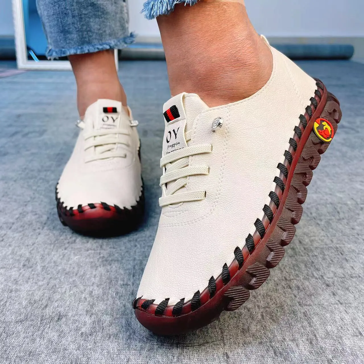 Loafers For Plantar Fasciitis Platform Loafers  Casual Shoes Leather Flats Comfortable Slip on Mom Shoe